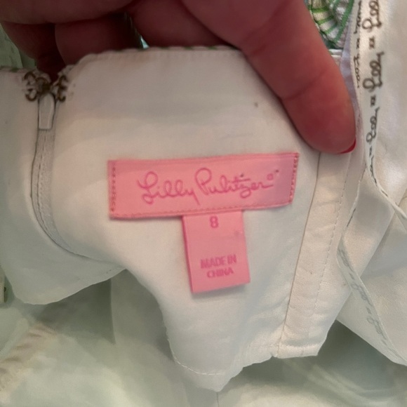 LILY PULITIZER Seersucker Strapless Green/White Dress Summer - Picture 7 of 7